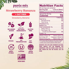 Smartfruit Strawberry Bananza + Oat Fiber – 100% Real Fruit Purée with Strawberries & Banana – Great for Smoothies, Juice, Yogurt, Cocktails, Teas & More – High in Vitamin C – 48oz