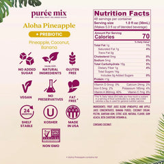 Smartfruit Aloha Pineapple + Prebiotic – 100% Real Fruit Purée with Pineapple, Banana, Apple & Coconut – Great for Smoothies, Juice, Yogurt, Cocktails, Teas – High in Vitamin A – 48oz